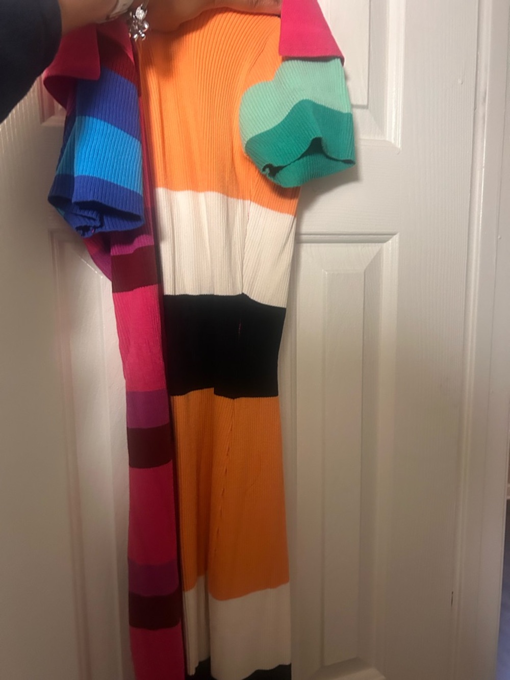Vibrant Multicolor Ribbed Knit Dress